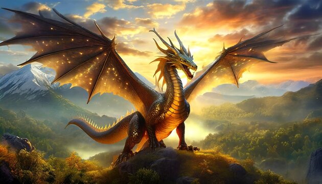 fantastical dragon awakening an artistic depiction of a majestic creature in the realm of magic set as a stunning wallpaper