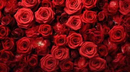 Natural red roses background, flowers wall. Valentine concept