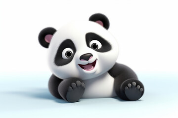 cute panda 3d animal is lying down