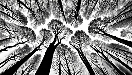 black and white trees background pattern