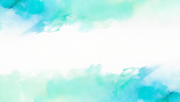 emerald and sky blue swashes watercolor paint abstract border frame for design layout isolated on a background generative ai