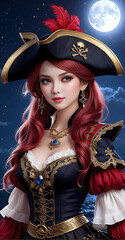 Whispers of the Sea: The Enchanting Tale of a Pirate Girl. Ai Generated