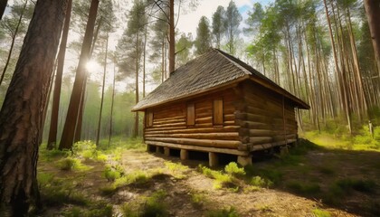 old wooden cabin in the forest