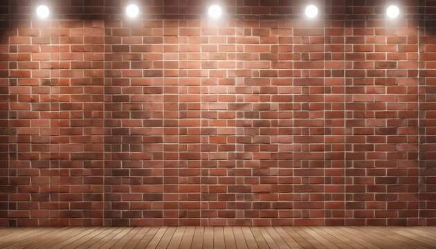 red brick wall background with spotlights generative ai