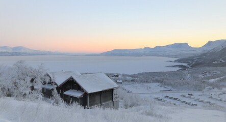 Winter in Björkliden, Lappland in the North of Sweden with temparatures below 30°C