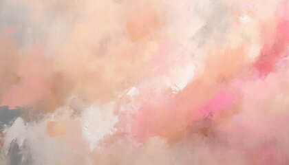 modern oil and acrylic smear blot canvas painting wall abstract texture pastel pink beige color...