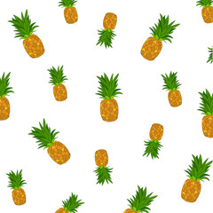 Pineapple pattern. Fruit pattern. Fruit mixture background. Texture for fashionable clothing print. Design of greeting cards, posters, patches, prints on clothes, emblems.