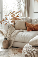 Contemporary living room with natural light and plant decor