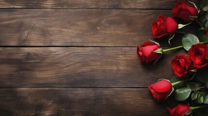 Naklejka na ściany i meble red roses on wooden background