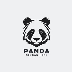 Black and white angry panda face vector EPS logo design templates. 