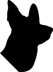 Black silhouette of a dog. Guard dog on a white background. Design of greeting cards, posters, patches, prints on clothes, emblems. Pet.