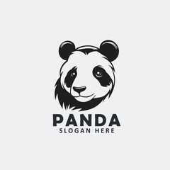 Black and white angry panda face vector EPS logo design templates. 
