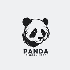 Black and white angry panda face vector EPS logo design templates. 