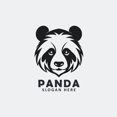 Black and white angry panda face vector EPS logo design templates. 