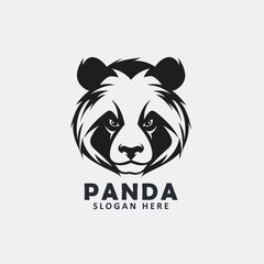 Black and white angry panda face vector EPS logo design templates.  © Jani's Stocks