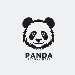 Black and white angry panda face vector EPS logo design templates. 
