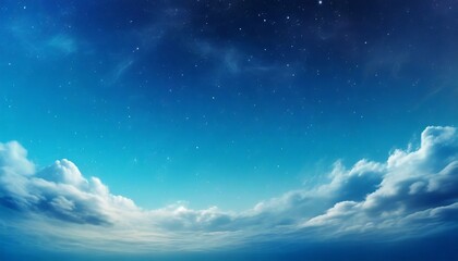 Naklejka na ściany i meble cerulean blue gradient mystical sky with clouds and stars phone background wallpaper ai generated