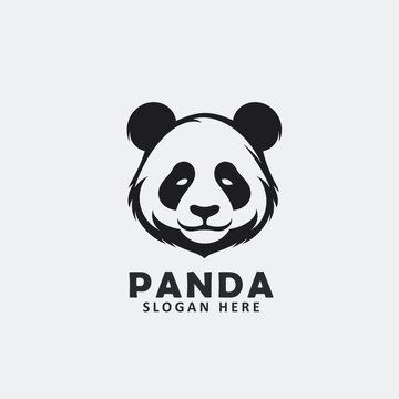 Black and white angry panda face vector EPS logo design templates. 