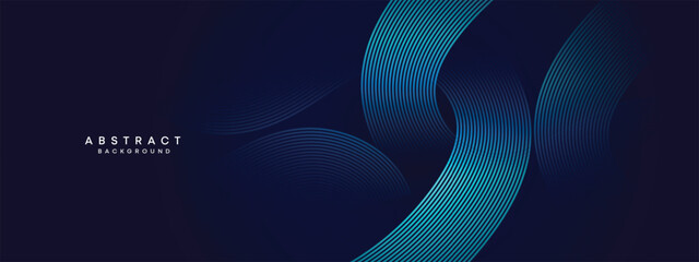 Abstract Dark Blue Waving Line Particle Technology Background. glowing wave lines background. Modern gradient with glowing circles lines decoration. for brochure, cover, banner, website, header