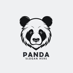 Black and white angry panda face vector EPS logo design templates. 