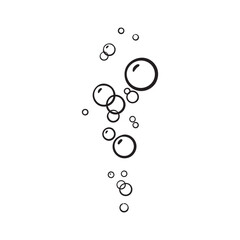 Vector line bubbles of fizzy drink isolated on white background. Doodle style