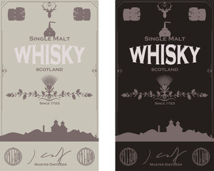 Fototapeta na wymiar Vintage Whisky Label Vektor Set 