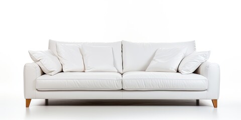 White background isolated side view of a sofa.