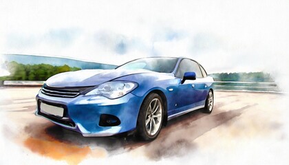Fototapeta na wymiar nizhny novgorod russia july 21 2013 auto show sport car watercolor background