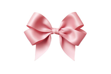 Silky pink ribbon with bow isolated.