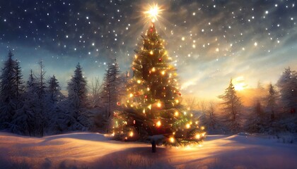 christmas tree magical light generation ai