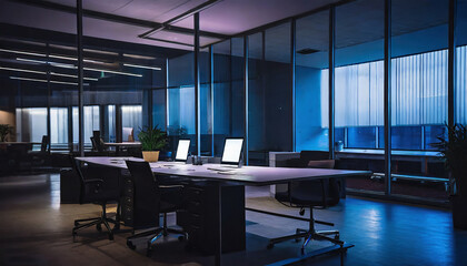 Fototapeta na wymiar Corporate Office interior at night