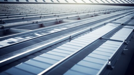 Fototapeta premium The roof of the factory is covered with solar photovoltaic panels 