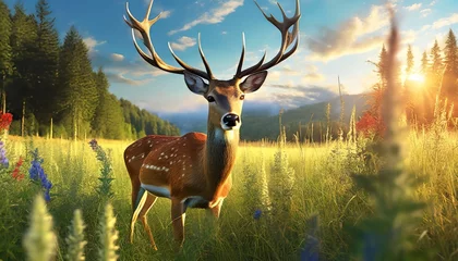 Fotobehang deer in the wild © Enzo