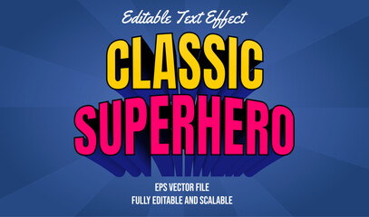 classic retro superhero 3d editable text effect - obrazy, fototapety, plakaty