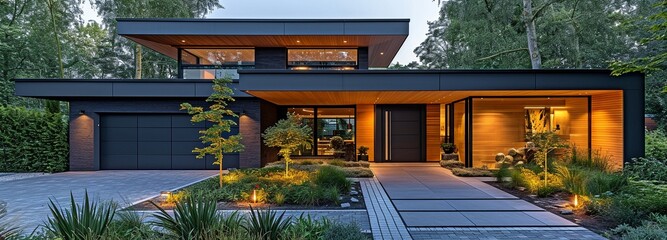The front door of a contemporary home .