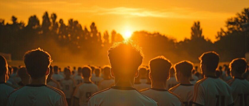 silhouettes of opposing football teams .