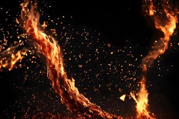 Fototapeta na wymiar Fire embers particles over black