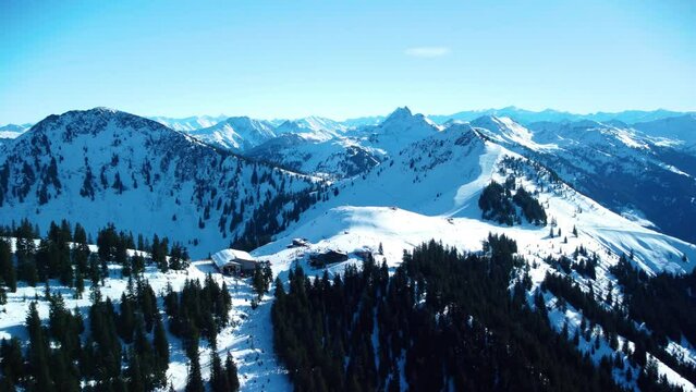 Skiwelt ski resort in Austrian alps, Brixen im Thale, aerial view, Austria
