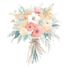 floral bouquet watercolor sketch on white background