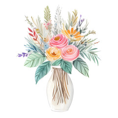 floral bouquet watercolor sketch isolated no background