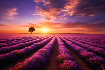 Stunning view of lavender fields in summer