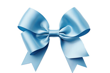 Blue silk ribbon with bow isolated