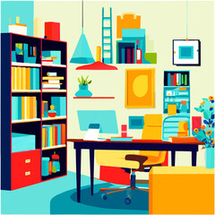 vector illustration of office furniture