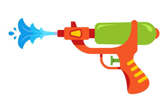 colored water pistol. flat vector illustration.