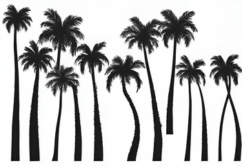 Palm tree background, several coconut trees, palm trees, summer, large background