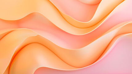 Pastel orange peach and custard shapeless Flat background abstract background with waves - obrazy, fototapety, plakaty