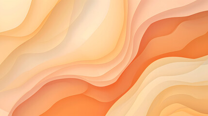 Pastel orange peach and custard shapeless Flat background abstract background with waves - obrazy, fototapety, plakaty