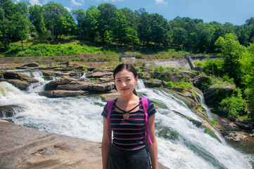 A woman at Great Falls in Canaan
