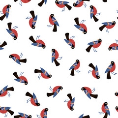 Seamless pattern with birds. Decorative flowers. Pattern with stylized birds. Vector, Flat style.