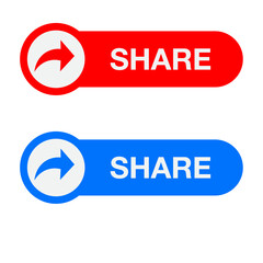 Blue button share icon. Red share icon